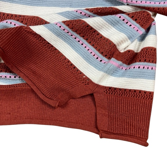 Market & Spruce Stitch Fix Womens XL Multicolor Striped Open knit Sweater NWT - Picture 6 of 10